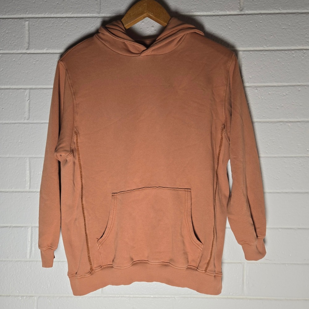 Aerie Oversized‎ Hoodie XS Orange Terracotta Long Sleeve Sweatshirt Distressed